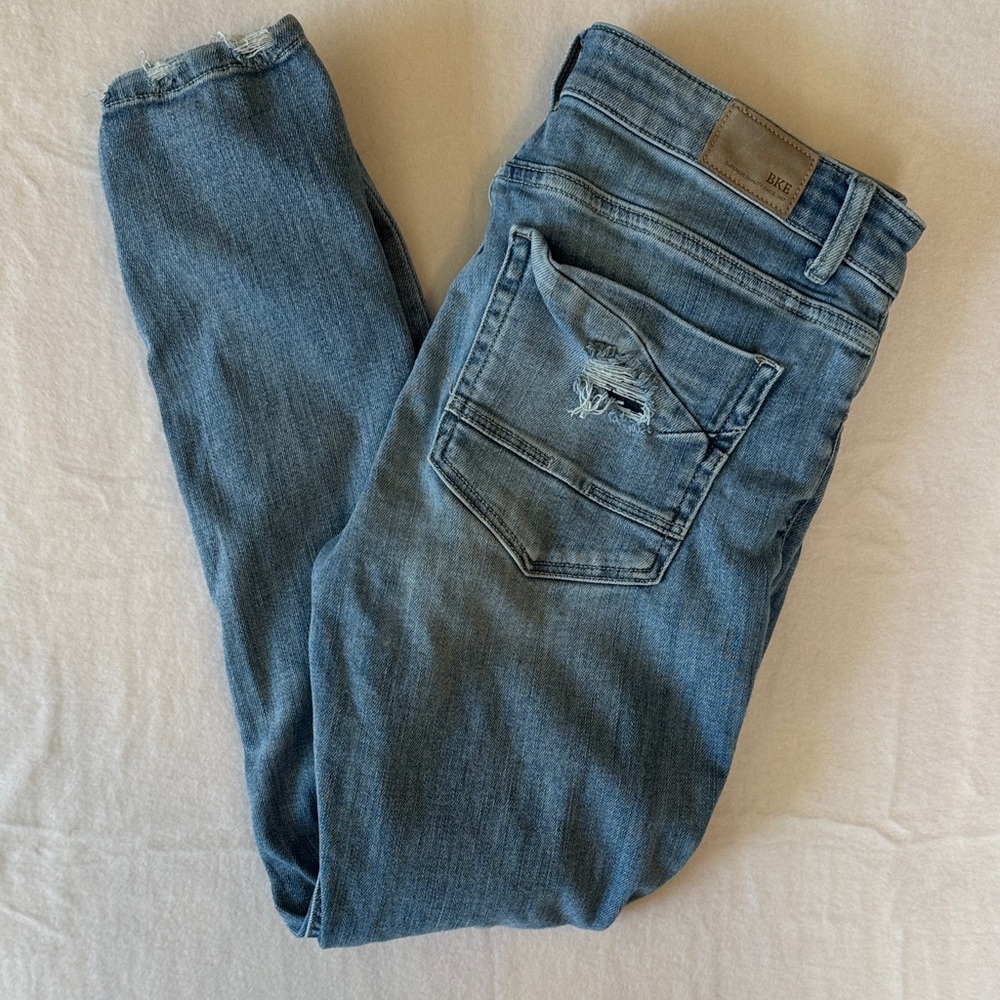 BKE Payton Mid-Rise Skinny Jeans in Light Blue Denim Size: 28x29.5 - Picture 2 of 8
